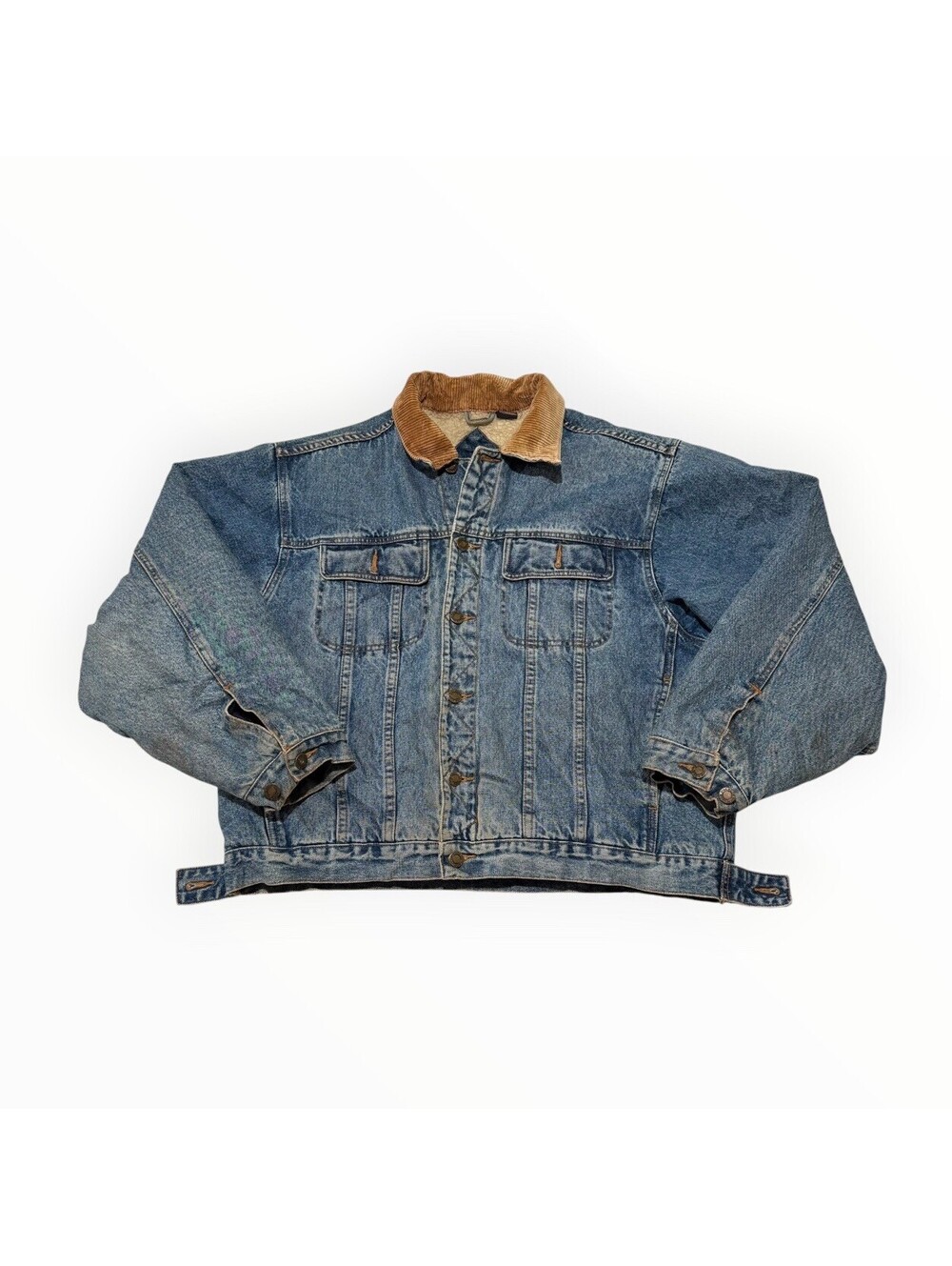 Vintage High Noon Sherpa Lined Denim Trucker Jacket Size Large Men’s